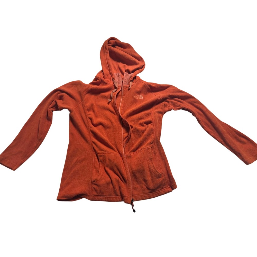 The North Face Womens M Orange Fleece Full Zip Hoodie Jacket Outdoor